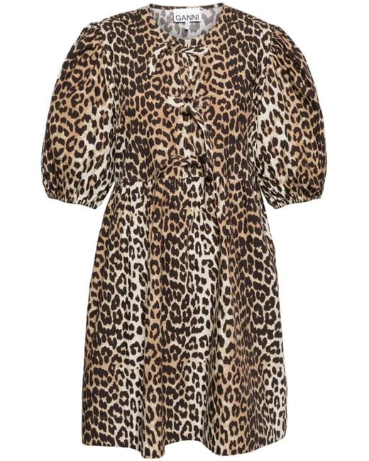 Ganni Brown Organic Cotton Mini Dress