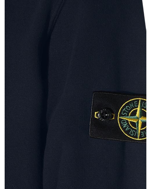 Stone Island Blue Cotton Crew Neck Sweatshirt With Compass Badge for men