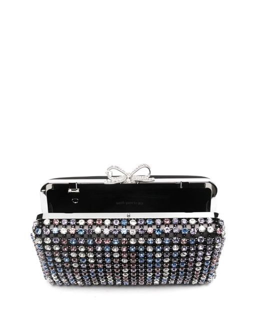 Self-Portrait Gray Crystal Embellished Clutch
