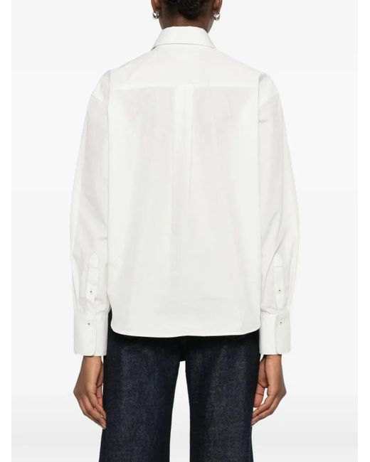 Victoria Beckham White Vb Embroidery Cropped Shirt