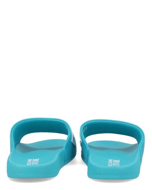 Versace Jeans Couture Blue Slides With Logo for men
