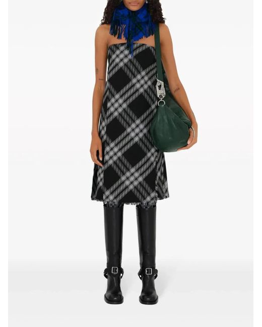 Burberry Black Check Kilt Style Dress