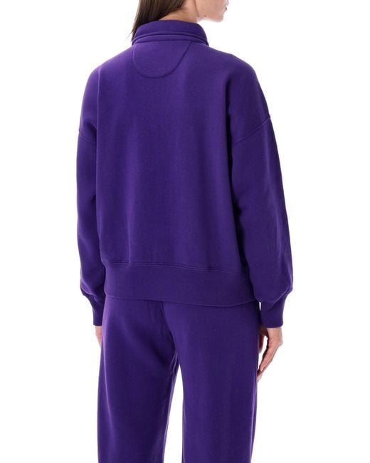 Polo Ralph Lauren Purple Pony Logo Half-Zip Polo Sweatshirt