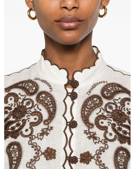 Zimmermann White Ascension Embroidered Shirt
