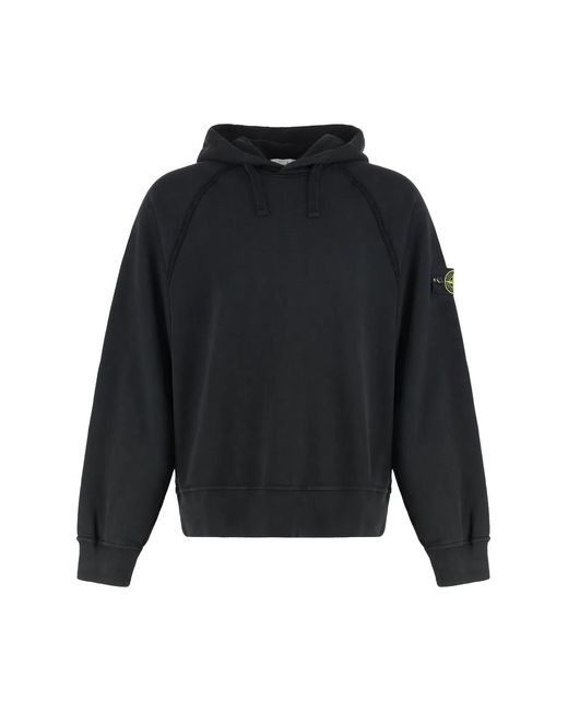 Stone Island Black Cotton Hoodie for men