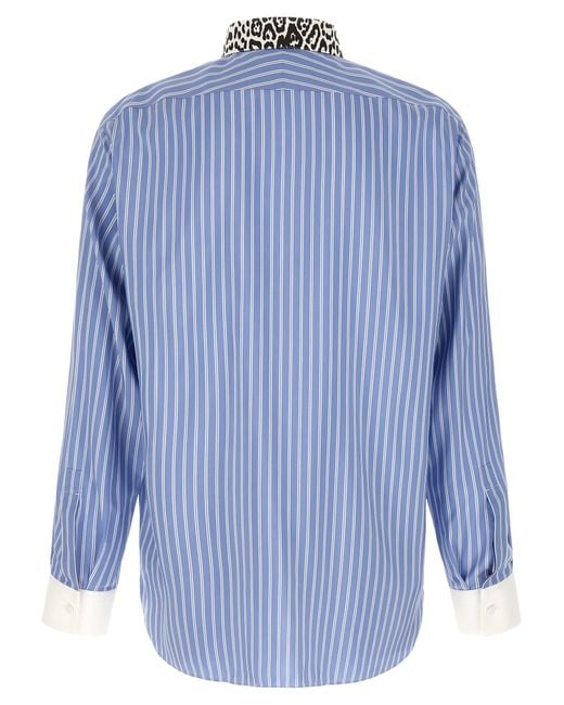 Tom Ford Blue Animal Print Collar Shirt for men