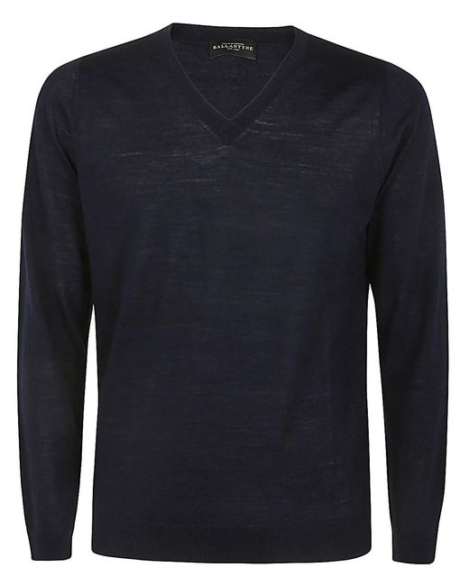 Ballantyne Blue V Neck Slim Fit Pullover for men