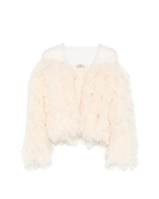 Elisabetta Franchi Natural Fringed Jacket
