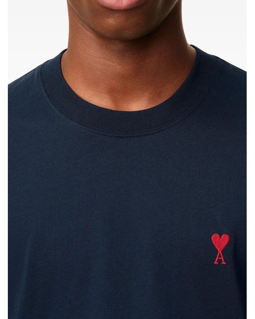 AMI Blue Cotton T-Shirt for men