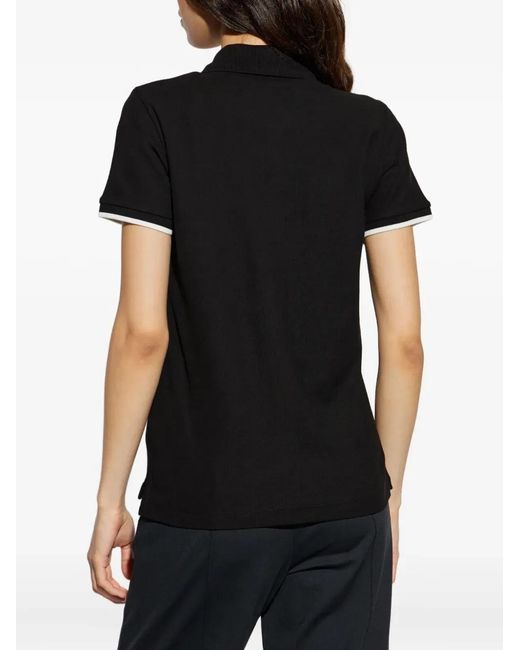 Moncler Black Logo Patch Cotton Piqué Polo Shirt