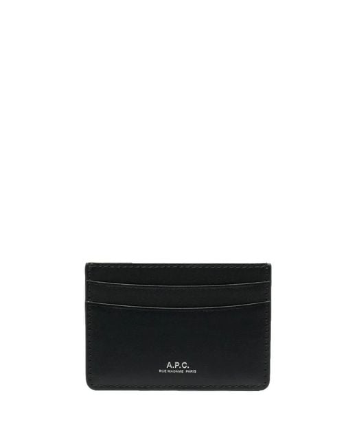 A.P.C. Black Cow Leather Porte-Cartes Andre Wallet for men