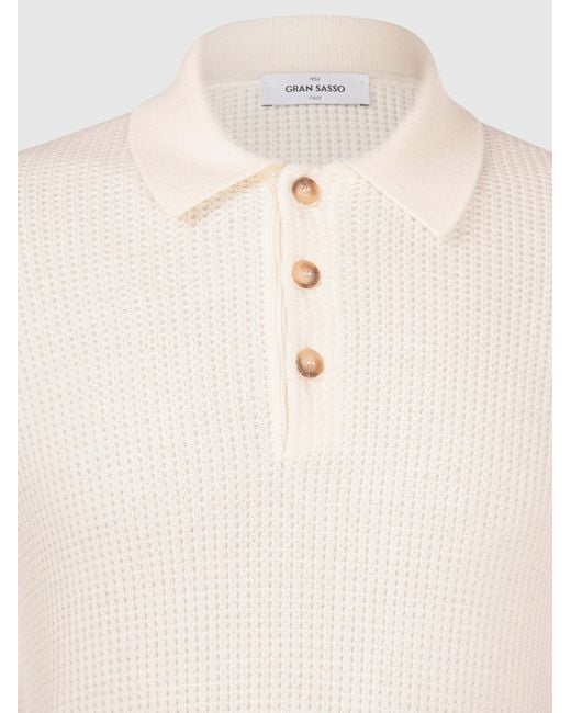 Gran Sasso Natural Waffle Stitch Polo for men