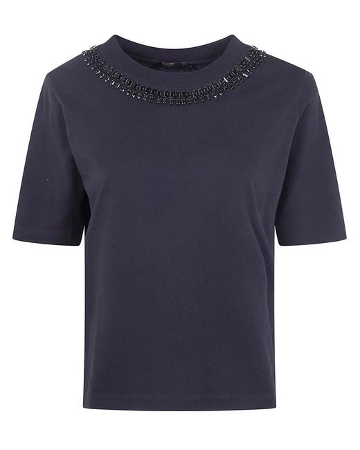 Seventy Blue Jersey Cotton Embroidered T-Shirt