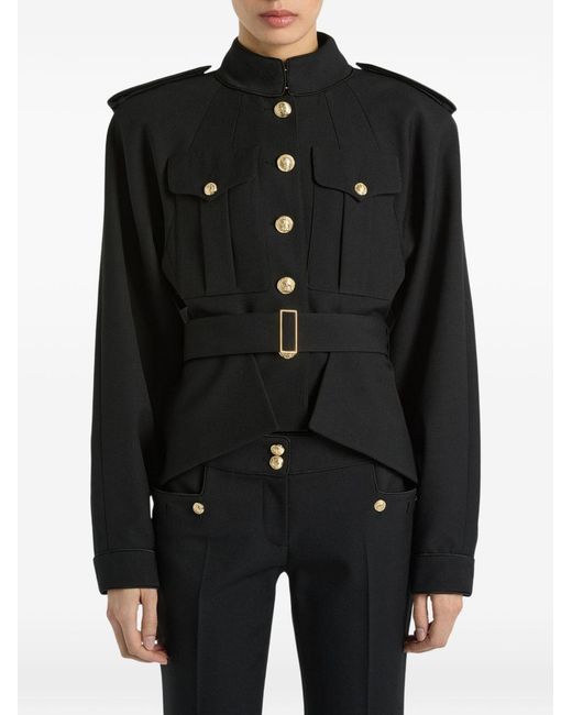 Balmain Black Wool Belted Jacket