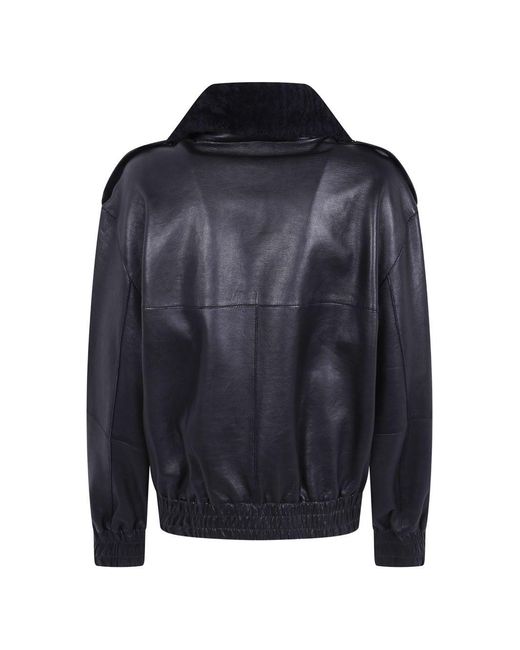 P.A.R.O.S.H. Blue Lamb Leather Coat