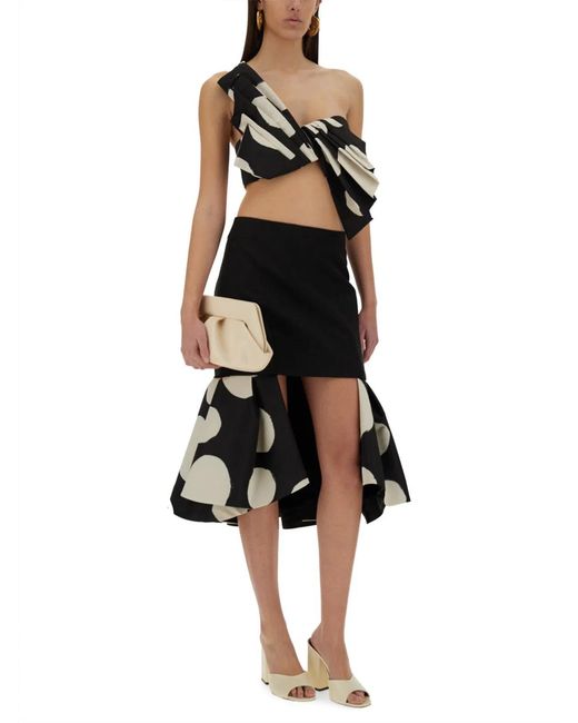 Nina Ricci Black Midi Skirt With Double Ruffles