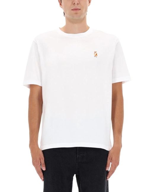 Maison Kitsuné White Maison Kitsuné "Standing Fox Comfort" T-Shirt for men