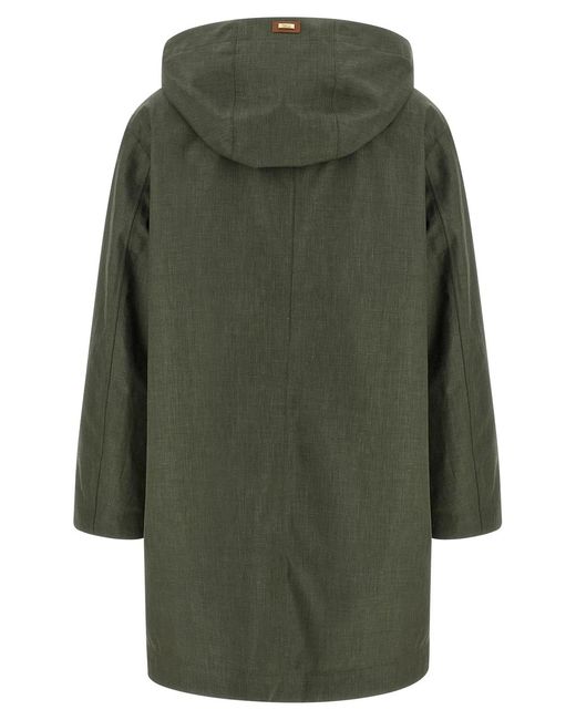 Herno Green Linen Raincoat