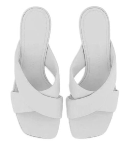 Ferragamo White Crossover-Strap Detail Lambskin Mules