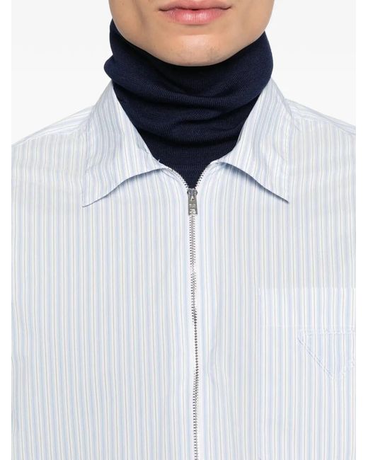 Prada White Striped Shirt With Full Zip for men