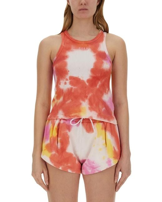 MSGM Red Top Tie Dye