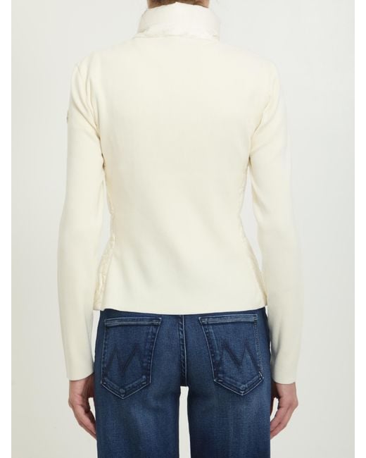 Moncler White Quilted High-Collar Zip Jacket