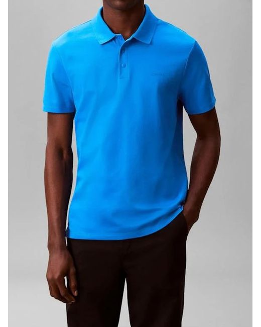 Calvin Klein Blue Tech Interlock Polo for men