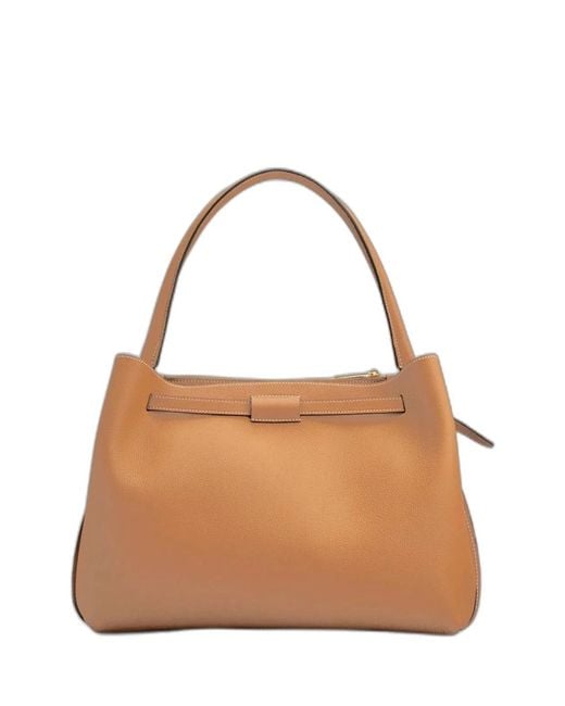 Tod's Brown Small T Signature Leather Handbag