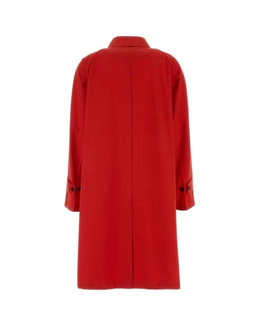 Prada Red Gabardine Overcoat