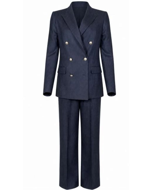 Tagliatore Blue Linen Silk Suit