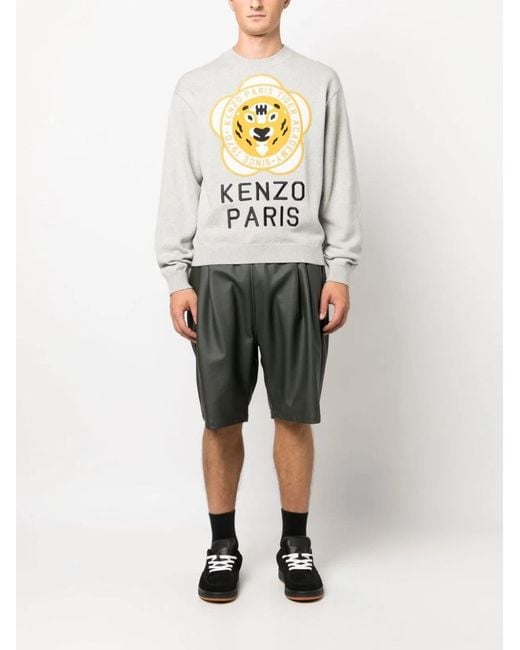 KENZO Gray Jersey With Logo for men
