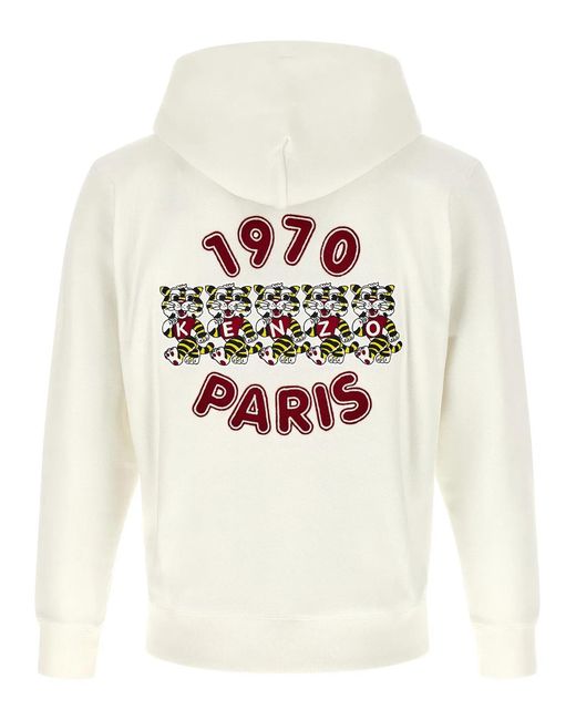 KENZO White 'Wild Tiger Embroidered' Hoodie