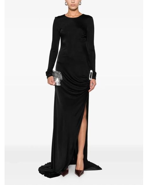 GIUSEPPE DI MORABITO Black Long Sleeve Dress With Draped Design