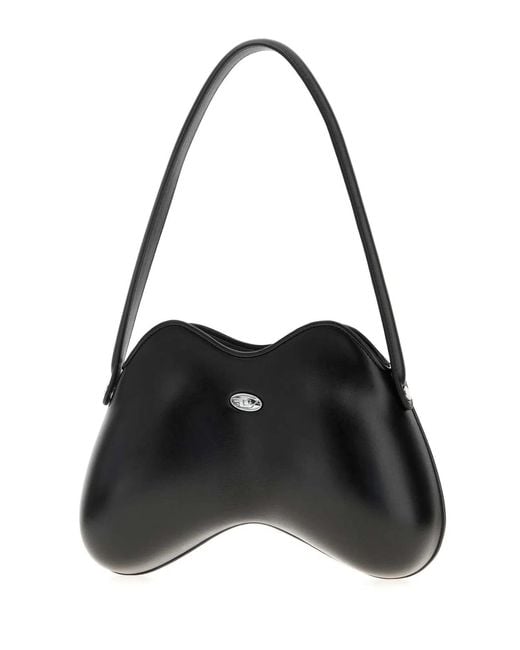 DIESEL Black Leather Synthetic Leather Double-D Shoulder Bag