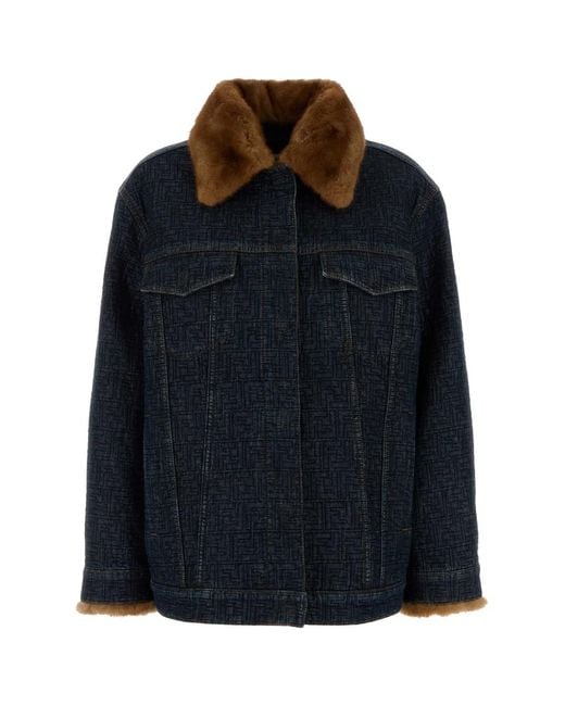 Fendi Blue Cotton Padded Denim Jacket
