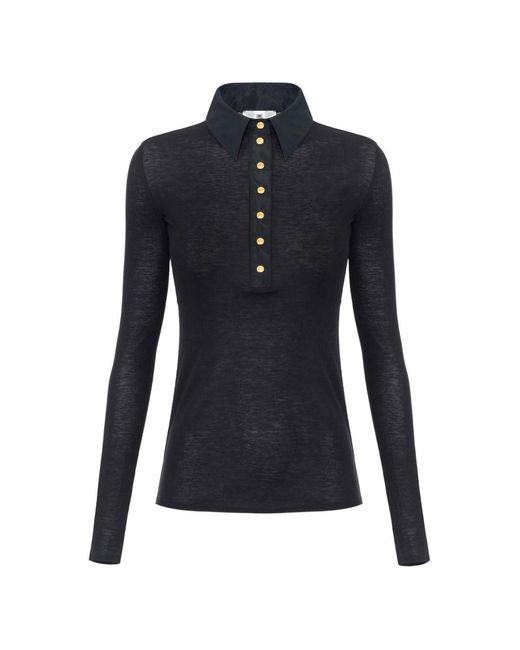 Elisabetta Franchi Blue Cropped Knit Cardigan