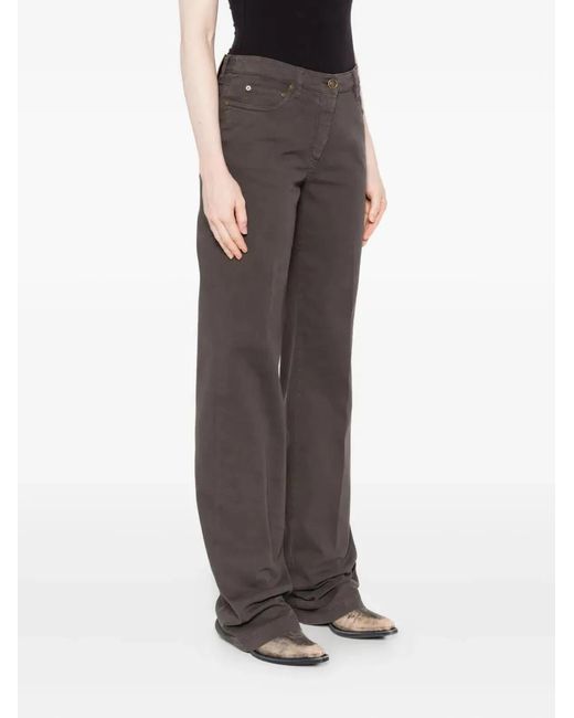 Etro Gray Straight Trousers With Button Fly