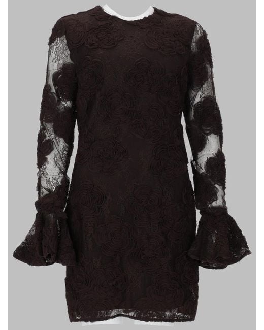 ROTATE BIRGER CHRISTENSEN Black Mini Abito Con Fiori 3D