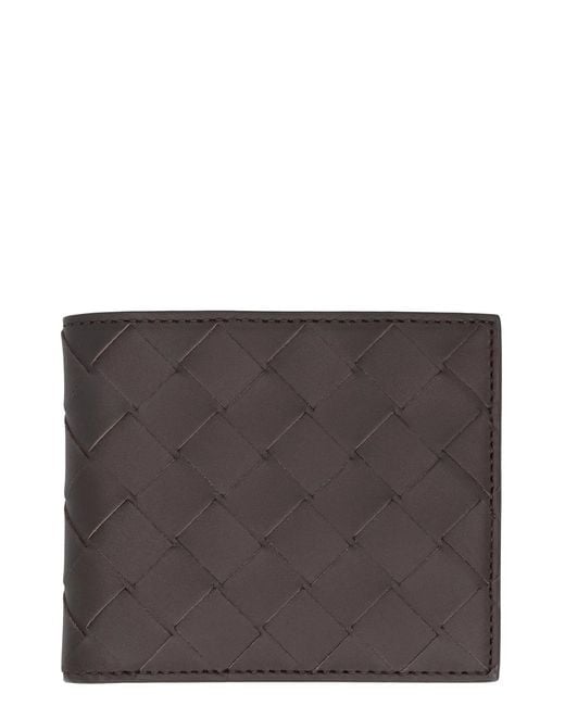 Bottega Veneta Gray Intrecciato Bi-Fold Wallet for men
