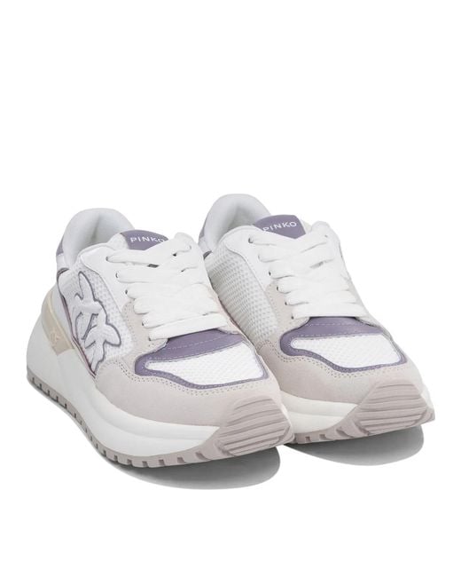 Pinko White Lace Up Sneakers