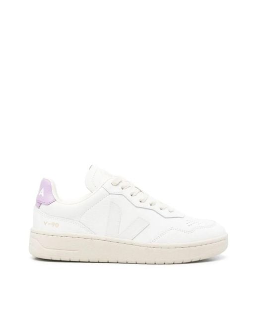 Veja White V-90 O.T. Leather Sneakers