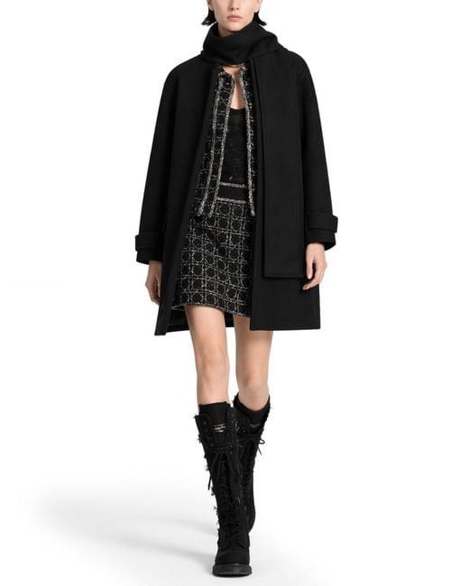 Dior Black Cappotto Con Sciarpa