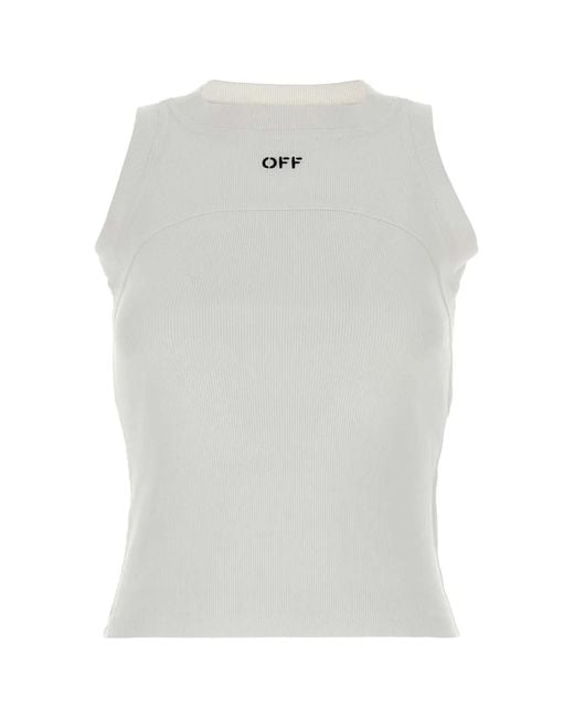Off-White c/o Virgil Abloh White Off Off Stamp Rib Round Tank Top