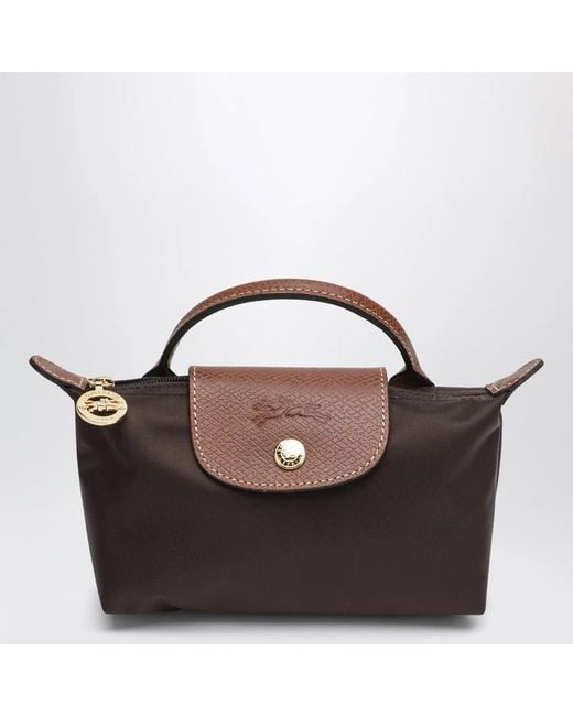 Longchamp Black Le Pliage Original Pebble Clutch Bag Moka