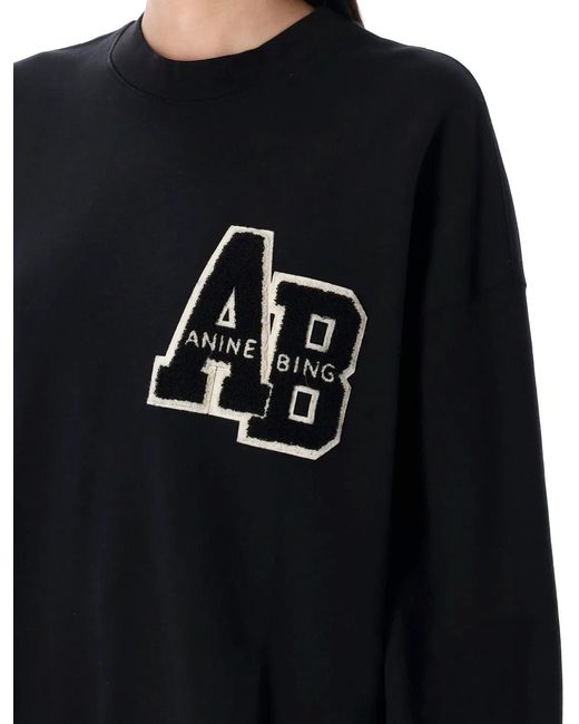 Anine Bing Black Miles Letterman Sweatshirt
