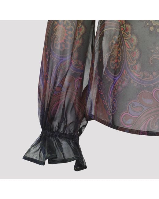 Etro Gray Silk Blouse