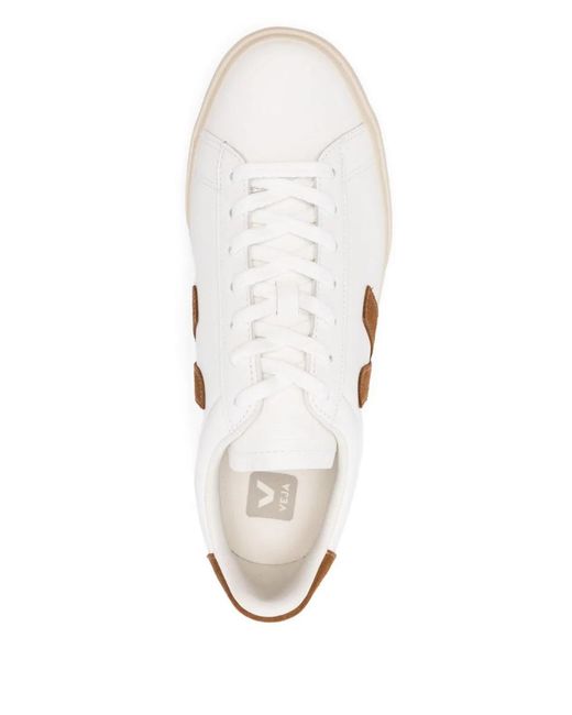 Veja White Tobacco Leather Flat Shoes for men