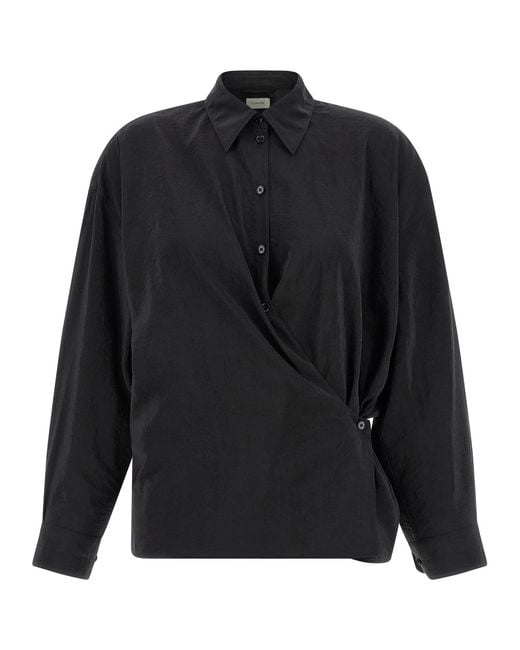 Lemaire Black 'Straight Collar Twisted' Shirt