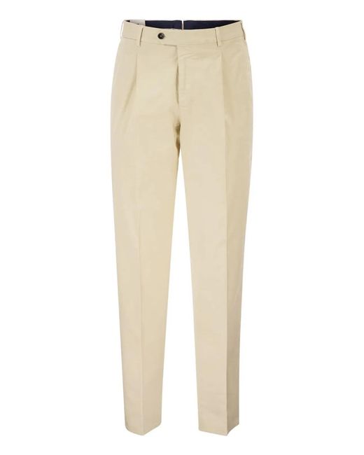 PT Torino Natural Stretch Cotton Tailored Trousers for men