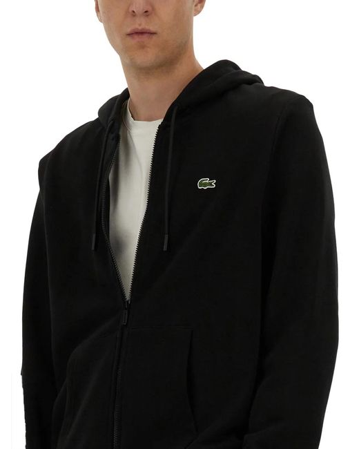 Lacoste Black Logo Hoodie With Zip for men
